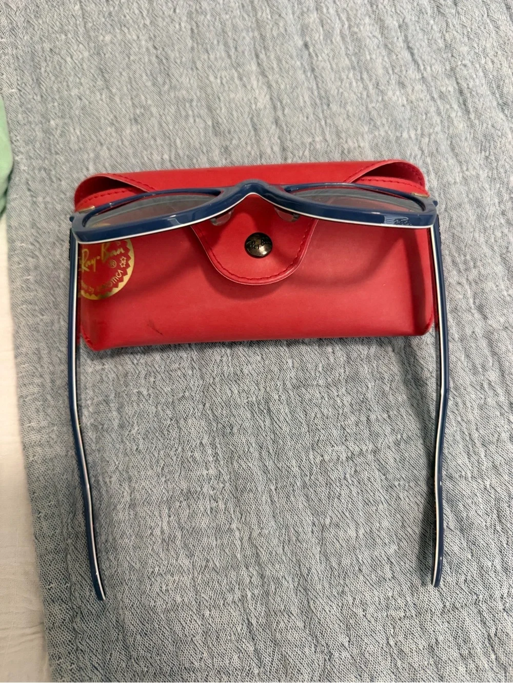 Ray-Ban Men’s Blue Wayfarer Sunglasses with Red Case